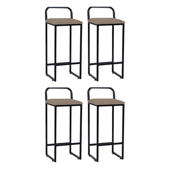 Kit 04 Banqueta Alta Luffi Com Encosto Cozinha Bar Balcão Bis