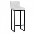 Kit 04 Banqueta Alta Preto Botão Preto Corino Branco