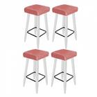 Kit 04 Banqueta Alta Quadrado Luma Branco Rose Gold