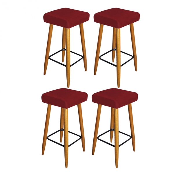 Kit 04 Banqueta Alta Quadrado Luma Para Cozinha Bar Balcão Bi
