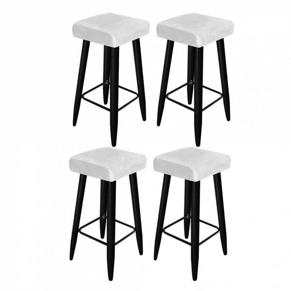 Kit 04 Banqueta Alta Quadrado Luma Preto Corino Branco