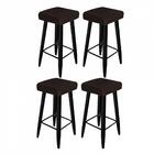 Kit 04 Banqueta Alta Quadrado Luma Preto Marrom