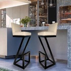 Kit 04 Banqueta Alta Z Base De Ferro Suede Bege - D'classe De