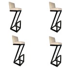 Kit 04 Banqueta Alta Z Base De Ferro Suede Bege - D'classe De