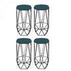 Kit 04 Banqueta Aramado Liz Base Preto Azul Turquesa