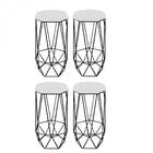 Kit 04 Banqueta Aramado Liz Base Preto Corino Branco