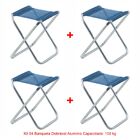 Kit 04 Banqueta De Alumínio Dobrável Azul Marinho