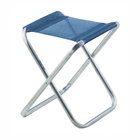 Kit 04 Banqueta De Alumínio Dobrável Azul Marinho