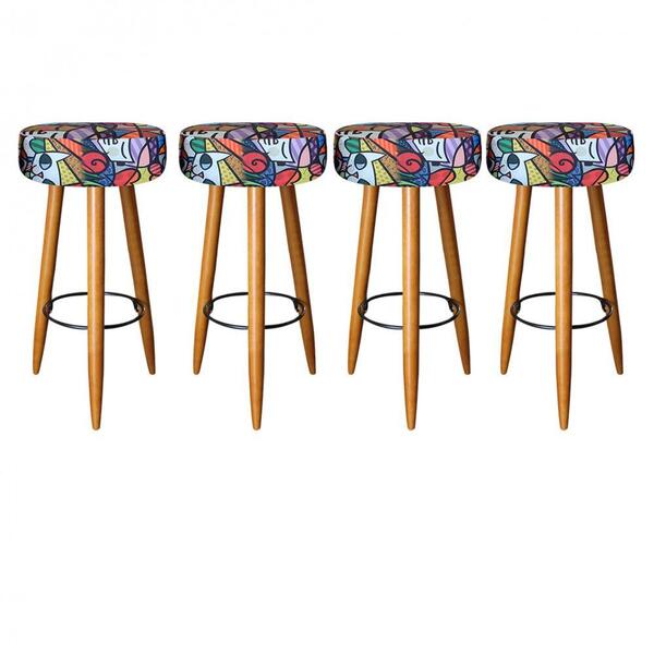 Kit 04 Banqueta Lia Para Romero Brito