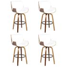 Kit 04 Banquetas Agra Giratória Com Base De Madeira E Apoio D