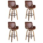 Kit 04 Banquetas Agra Giratória Com Base De Madeira E Apoio D