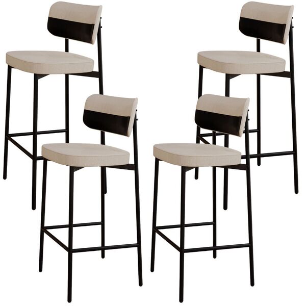 Kit 04 Banquetas Alta Bar Cozinha Sala De Jantar Aço Preto Ka