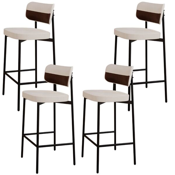 Kit 04 Banquetas Alta Bar Cozinha Sala De Jantar Aço Preto Ka