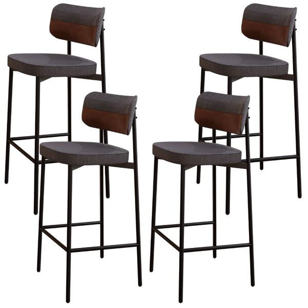 Kit 04 Banquetas Alta Bar Cozinha Sala De Jantar Aço Preto Ka