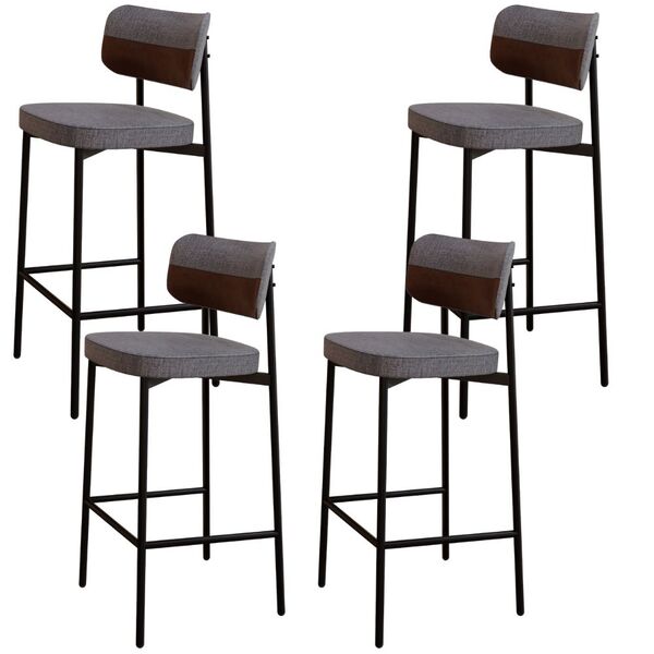 Kit 04 Banquetas Alta Bar Cozinha Sala De Jantar Aço Preto Ka