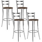 Kit 04 Banquetas Alta Bento Cromado Bq12c Corano Marrom Hks M