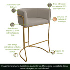 Kit 04 Banquetas Alta Com Encosto Betina Base Bronze Poliéste