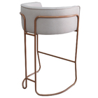 Kit 04 Banquetas Alta Com Encosto Betina Base Cobre Linho Gel