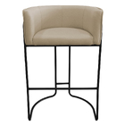 Kit 04 Banquetas Alta Com Encosto Betina Base Preto Linho Are