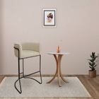 Kit 04 Banquetas Alta Com Encosto Betina Base Preto Linho Are