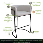 Kit 04 Banquetas Alta Com Encosto Betina Base Preto Linho Gel