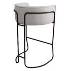 Kit 04 Banquetas Alta Com Encosto Betina Base Preto Linho Gel