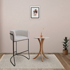 Kit 04 Banquetas Alta Com Encosto Betina Base Preto Linho Gel