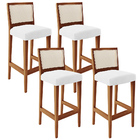 Kit 04 Banquetas Alta Cozinha Sala De Jantar Encosto Tela Bra