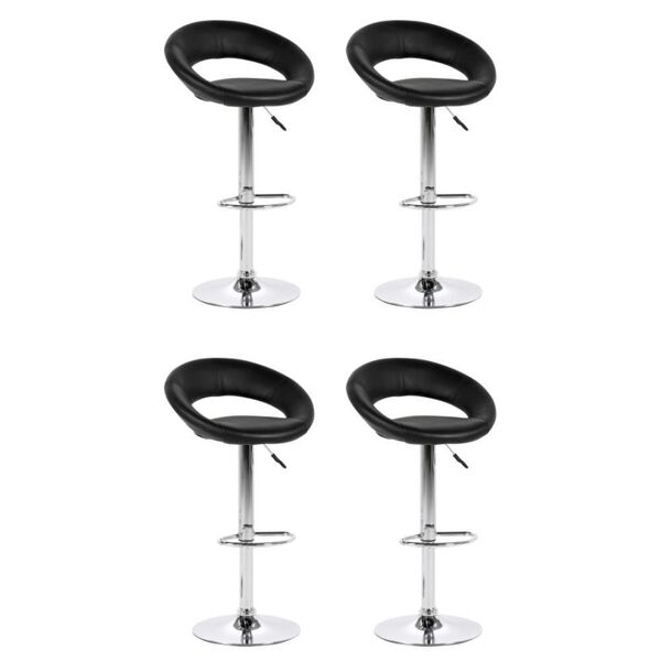 Kit 04 Banquetas Alta Estofada Para Cozinha Lux F03 Preto - L