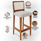 Kit 04 Banquetas Alta Para Cozinha Encosto Em Tela Branco Zio