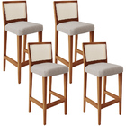 Kit 04 Banquetas Alta Para Cozinha Encosto Em Tela Branco Zio