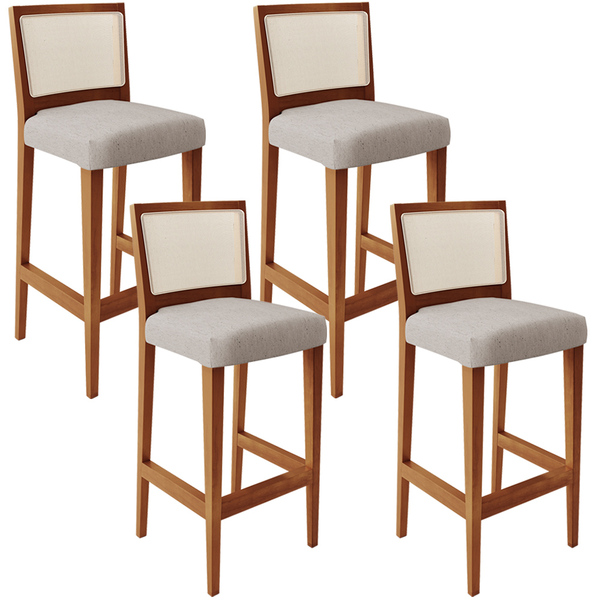 Kit 04 Banquetas Alta Para Cozinha Encosto Em Tela Branco Zio