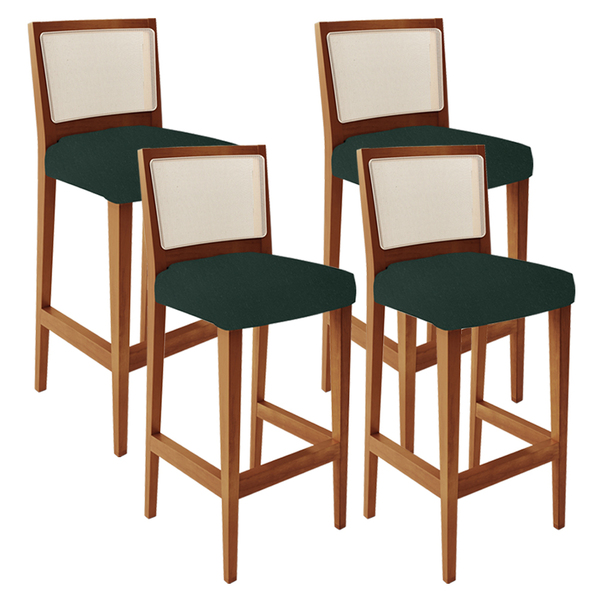 Kit 04 Banquetas Alta Para Cozinha Encosto Em Tela Branco Zio