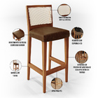 Kit 04 Banquetas Alta Para Cozinha Encosto Em Tela Branco Zio