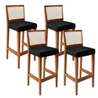 Kit 04 Banquetas Alta Para Cozinha Encosto Tela Branco Zion L