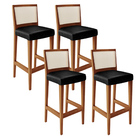 Kit 04 Banquetas Alta Para Cozinha Encosto Tela Branco Zion L