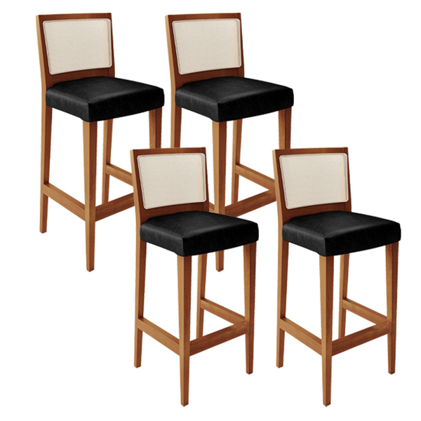 Kit 04 Banquetas Alta Para Cozinha Encosto Tela Branco Zion L