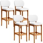 Kit 04 Banquetas Alta Para Cozinha Madeira Fixa Betta L02 Imb