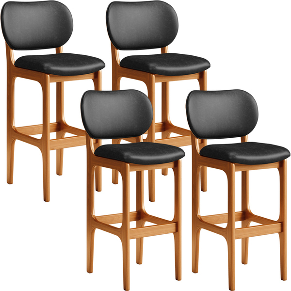 Kit 04 Banquetas Alta Para Cozinha Madeira Fixa Betta L02 Imb