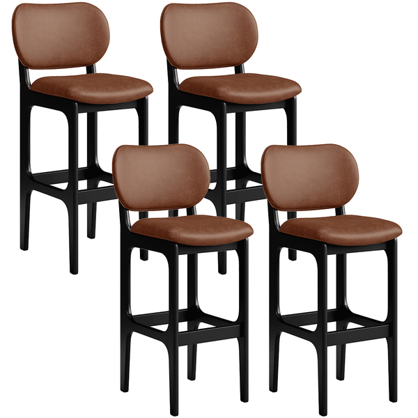 Kit 04 Banquetas Alta Para Cozinha Madeira Fixa Betta L02 Pre