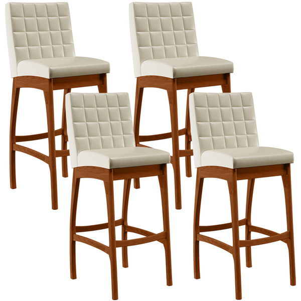 Kit 04 Banquetas Alta Para Cozinha Sala De Jantar Fixa Mila L