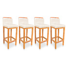 Kit 04 Banquetas Alta Rubi Veludo Base Fixa De Madeira - Pall