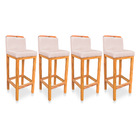 Kit 04 Banquetas Alta Rubi Veludo Base Fixa De Madeira - Pall