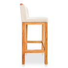 Kit 04 Banquetas Alta Rubi Veludo Bege Base Fixa De Madeira -