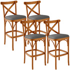 Kit 04 Banquetas Altas Cozinha Bancada Bar Sala Jantar Estofa
