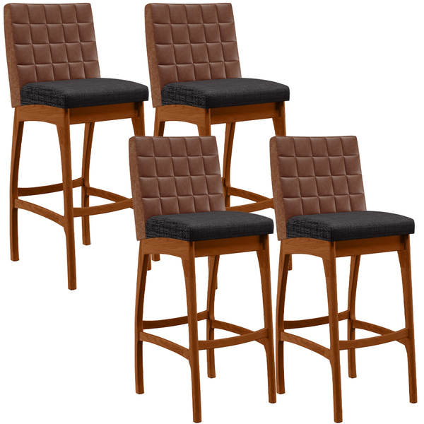 Kit 04 Banquetas Altas Cozinha Sala Jantar Fixa Mila L02 Cour