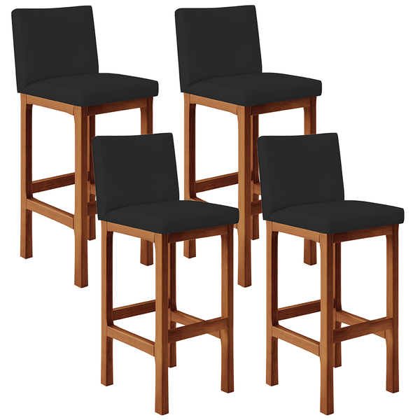 Kit 04 Banquetas Altas Para Cozinha Sala De Jantar Fixa Alya