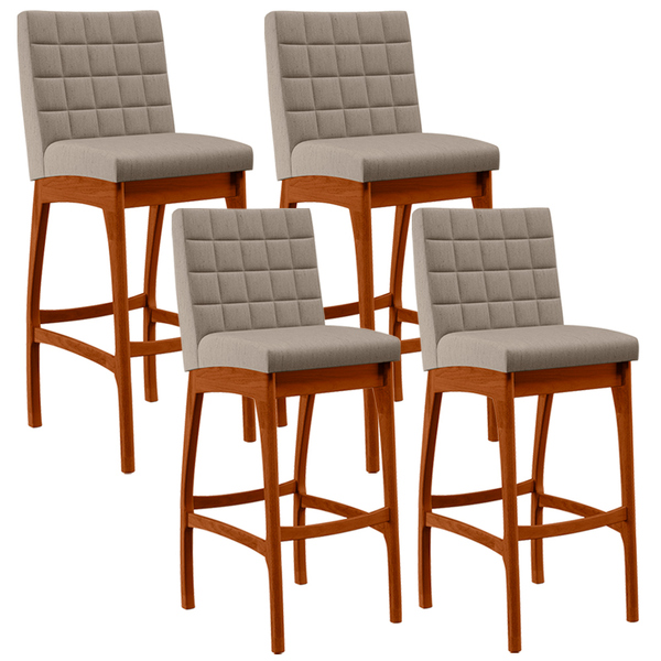 Kit 04 Banquetas Altas Para Cozinha Sala De Jantar Fixa Mila