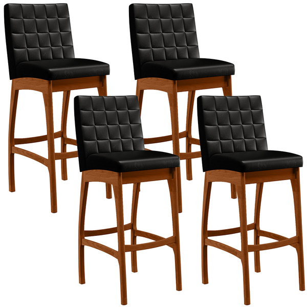 Kit 04 Banquetas Altas Para Cozinha Sala De Jantar Fixa Mila