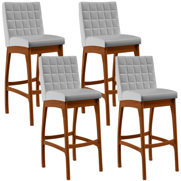Kit 04 Banquetas Altas Para Cozinha Sala De Jantar Fixa Mila